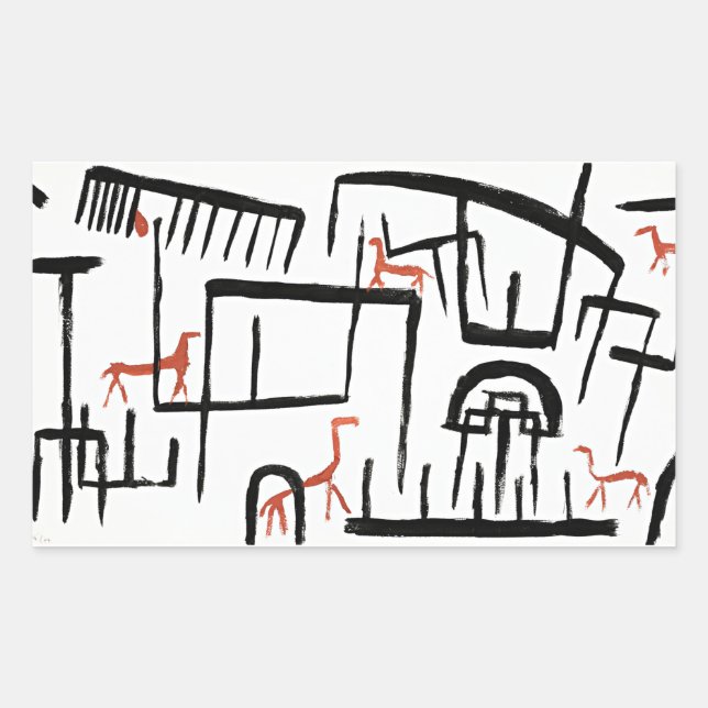 Klee - Tiere in einer Umschließung Rechteckiger Aufkleber (Vorderseite)