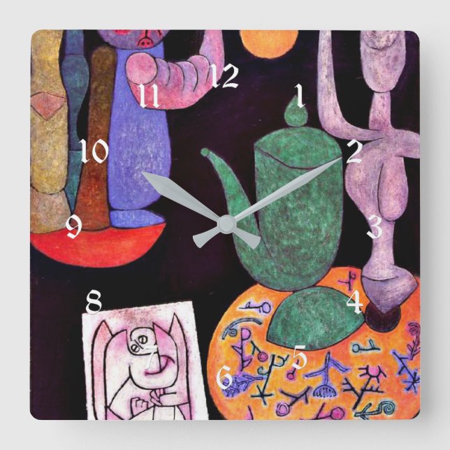 Klee - Unbenannt (Stillleben) Quadratische Wanduhr (Vorderseite)