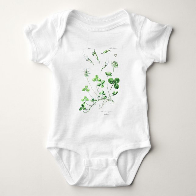 Klee-Vintager botanischer Druck Baby Strampler (Vorderseite)