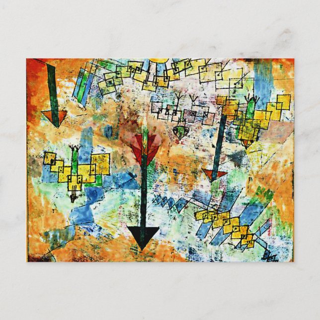 Klee - Vögel schwingen nach unten und Pfeile Postkarte (Vorderseite)