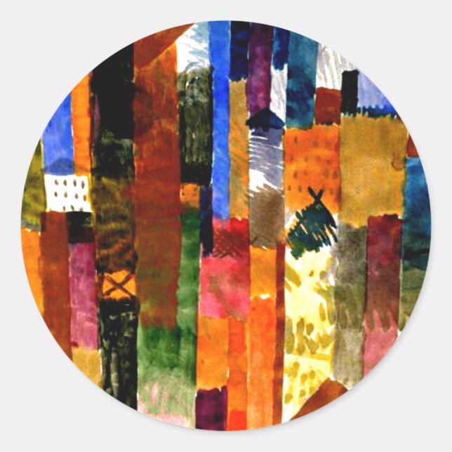 Klee - Vor der Stadt Runder Aufkleber (Vorderseite)