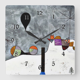 Klee - Winter, beliebtes Gemälde Quadratische Wanduhr