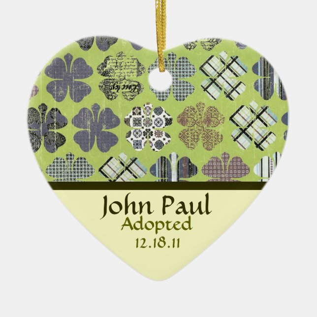 Kleeblatt-Adoptions-Mitteilungs-Verzierung Keramikornament (Vorne)