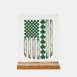 Kleeblatt-Amerikanische-Flagge-Vintage-Vektor-Desi Acrylschild