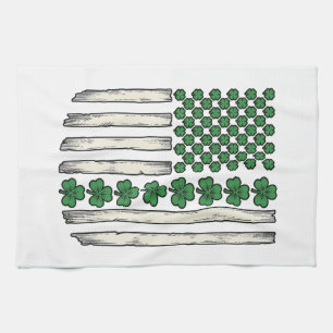 Kleeblatt-Amerikanische-Flagge-Vintage-Vektor-Desi Geschirrtuch