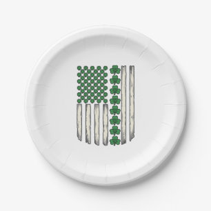 Kleeblatt-amerikanische Flagge Vintage-Vektor-Desi Pappteller