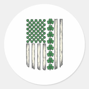 Kleeblatt-Amerikanische-Flagge-Vintage-Vektor-Desi Runder Aufkleber