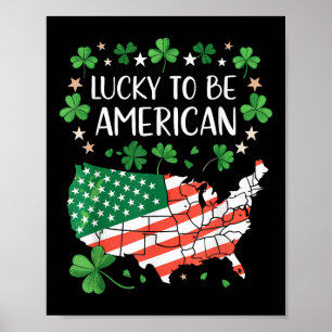 Kleeblatt-Amerikanische-Klee-Flagge-Karte  Poster