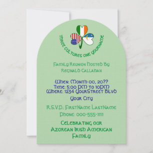Kleeblatt Azoren, Irland, USA-Flaggen Familienwied Einladung