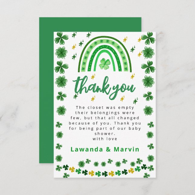 Kleeblatt | Babydusche Dankeskarte (Vorne/Hinten)