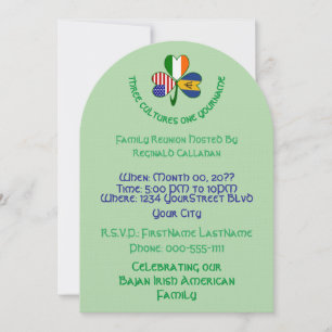 Kleeblatt Barbados, Irland, USA-Flaggen Familienwi Einladung