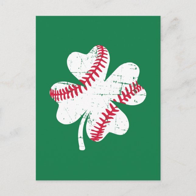 Kleeblatt Baseball St. Patrick's Day Postkarte (Vorderseite)