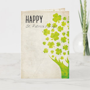 Kleeblatt-Baum-Vintage Karte