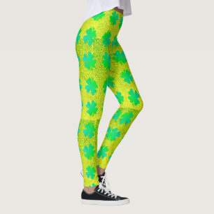 Kleeblatt Blätter Neon Green Glitzer St Patricks D Leggings