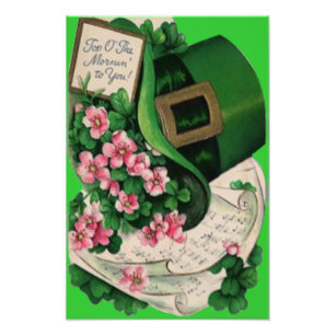 Kleeblatt-Blumen-Leprechaun-Hut Noten Fotodruck