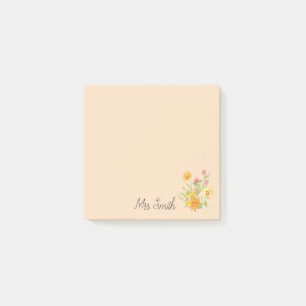 Kleeblatt-Blumenstrauß-Monogramm-Lehrer Post-it Klebezettel