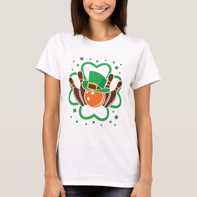 Kleeblatt Bowling Bowler St. Patricks Day T-Shirt (Vorderseite)