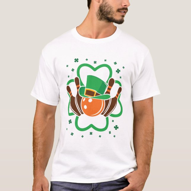 Kleeblatt Bowling Bowler St. Patricks Day T-Shirt (Vorderseite)