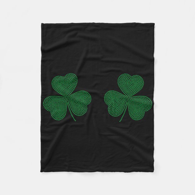Kleeblatt-Brust-Sparkle-Klee-Irischer St. Patricks Fleecedecke (Vorderseite)