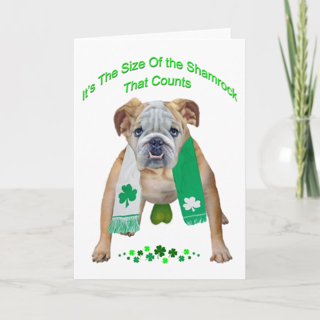 Kleeblatt Bulldog St. Patrick's Day Karte (Vorderseite)