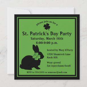 Kleeblatt Bunny St. Patrick's Day Einladung