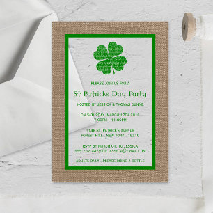 Kleeblatt & Burlap St. Patrick's Day Acryleinladungen