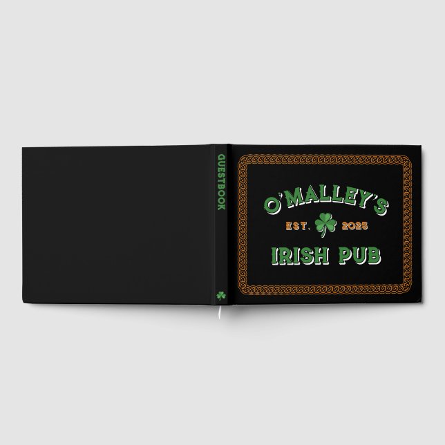 Kleeblatt Celtic Knot Border Irish Pub Gästebuch (Voll)