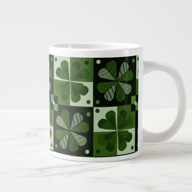 Kleeblatt-Checkerboard-Muster-Tasse Jumbo-Tasse (Rechts)