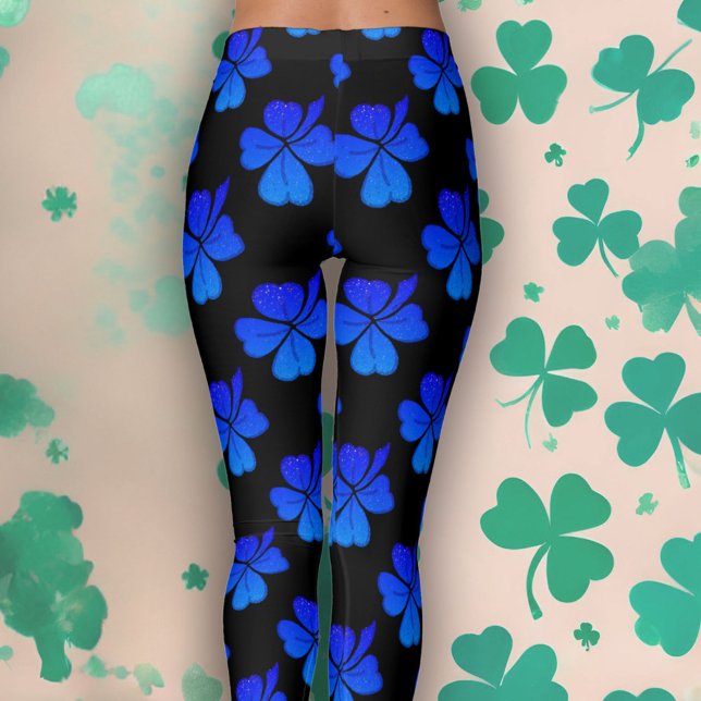 Kleeblatt Clover Blue Pattern St. Patrick`s Day Leggings (Von Creator hochgeladen)