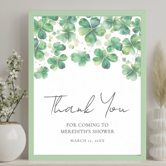 Kleeblatt Clover Brautparty Vielen Dank, dass Sie  Poster (Shamrock Clover Bridal Shower Thank You Sign)