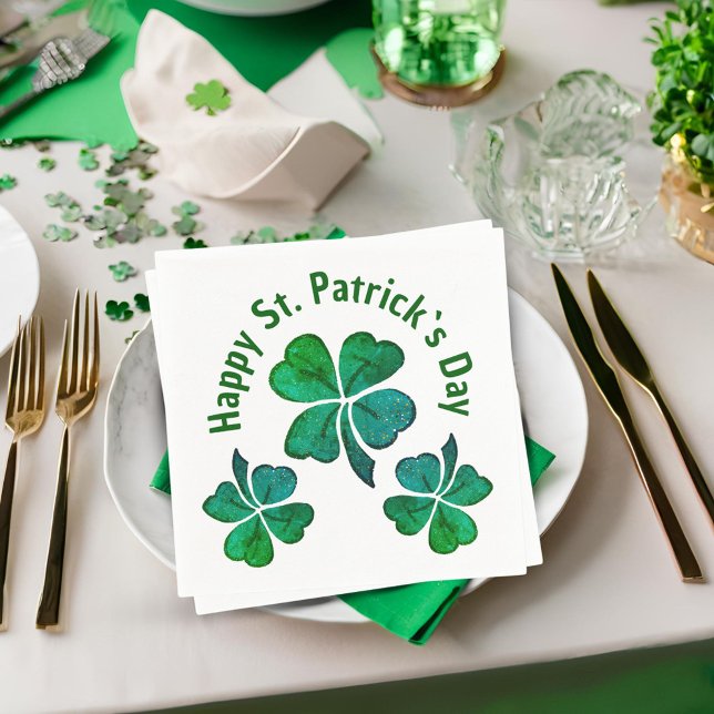 Kleeblatt Clover Green St. Patrick`s Day Party Serviette (Von Creator hochgeladen)