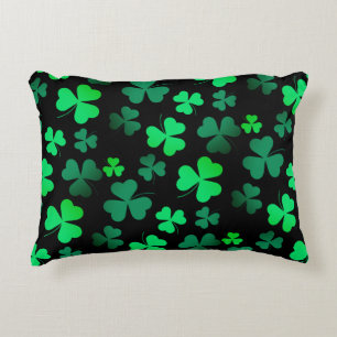 Kleeblatt Clover Ireland Irish Modern Green & Blac Dekokissen