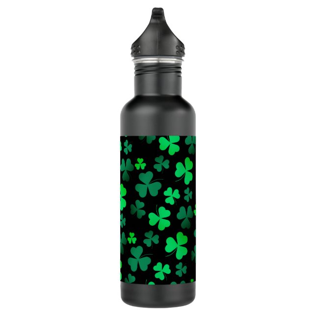 Kleeblatt Clover Ireland Irish Modern Green & Blac Edelstahlflasche (Rechts)