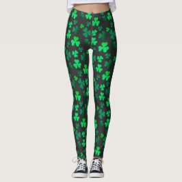 Kleeblatt Clover Ireland Irish Modern Green & Blac Leggings