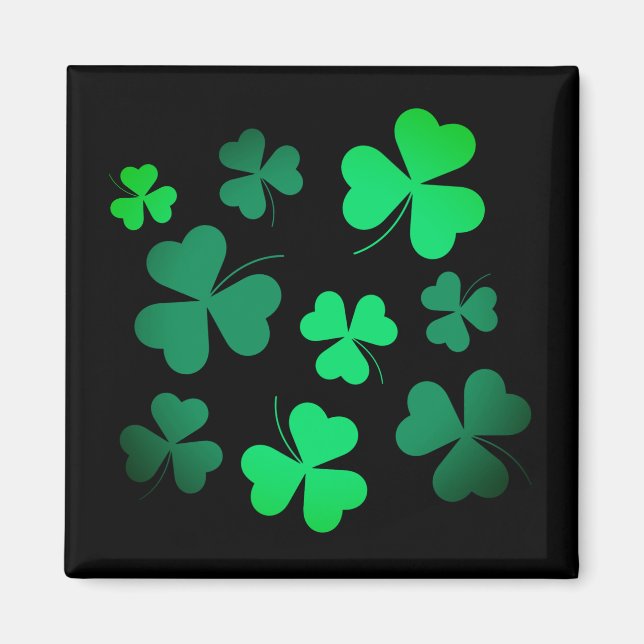 Kleeblatt Clover Ireland Irish Modern Green & Blac Magnet (Vorne)
