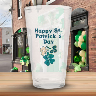Kleeblatt Clover Irish Happy St Patrick`s Day Glas