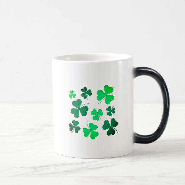 Kleeblatt Clover Leaf Irland Irish Modern Elegant Verwandlungstasse (Rechts)