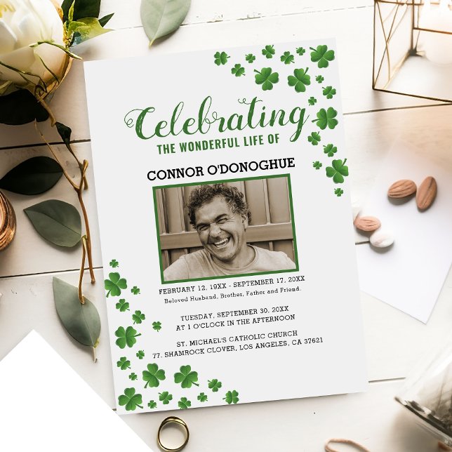 Kleeblatt Clover Memorial | Irische Beerdigung Einladung (Von Creator hochgeladen)