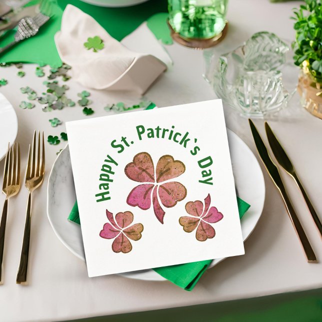 Kleeblatt Clover Pink St. Patrick`s Day Party Serviette (Von Creator hochgeladen)