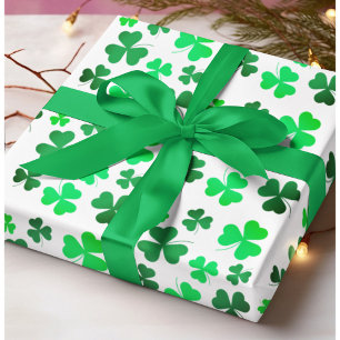 Kleeblatt Clover St Patricks Day Green White Retro Geschenkpapier