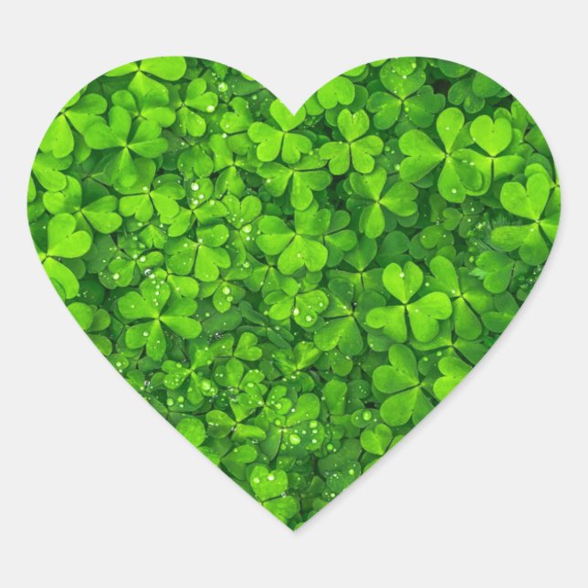 Kleeblatt Clovers Green Irish Symbol Irland Herz-Aufkleber (Vorderseite)