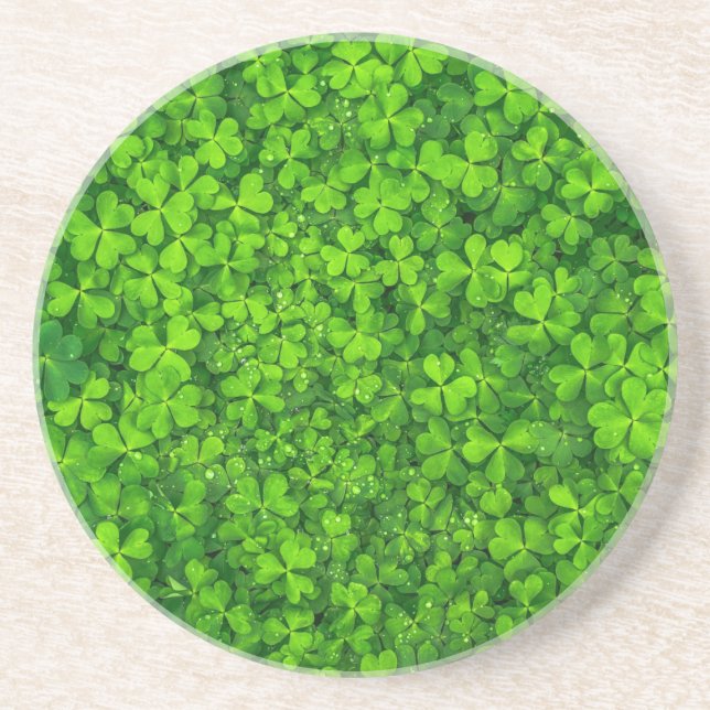 Kleeblatt Clovers Green Irish Symbol Irland Sandstein Untersetzer (Vorne)