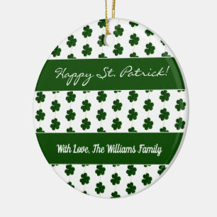 Kleeblatt Clovers Muster Happy St Patrick Custom Keramik Ornament