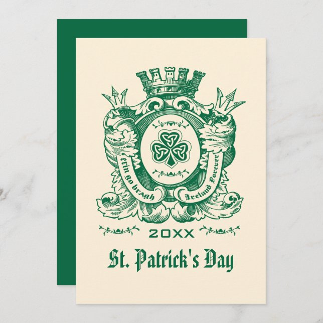 Kleeblatt Coat of Arm St. Patrick's Day Einladunge Einladung (Vorne/Hinten)