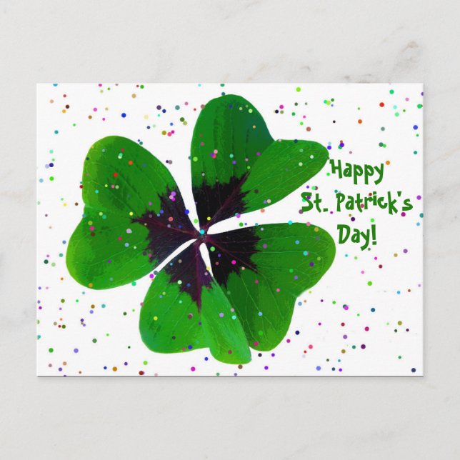 Kleeblatt Confetti St. Patrick's Day Postcard Postkarte (Vorderseite)
