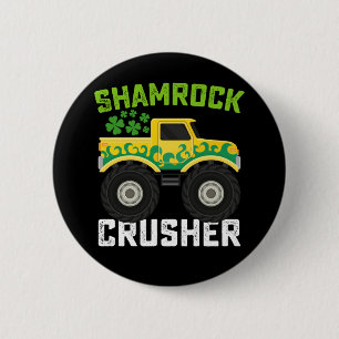 Kleeblatt Crusher Monster Truck St Patrick's Day Button