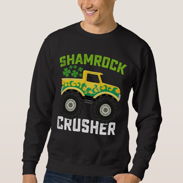 Kleeblatt Crusher Monster Truck St Patrick's Day Sweatshirt (Vorderseite)