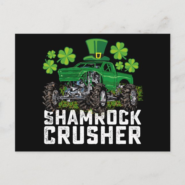 Kleeblatt Crusher St Patricks Day Monster Truck Postkarte (Vorderseite)