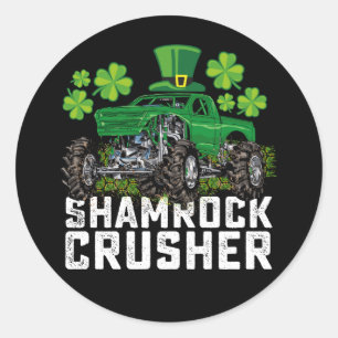 Kleeblatt Crusher St Patricks Day Monster Truck Runder Aufkleber