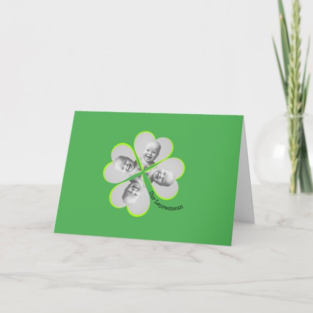 Kleeblatt Custom Foto St Patricks Day Karte (Vorderseite)